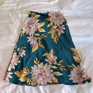 Forever21 silk style floral printed midi skirt
